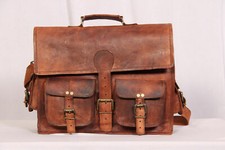 Bolsa de ombro para laptop masculina genuína vintage couro marrom carteiro pasta comprar usado  Enviando para Brazil