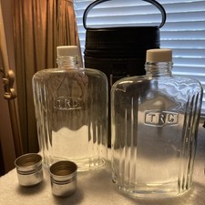 Conjunto de frasco de licor de vidro MCM Travel 3 peças com estojo de couro comprar usado  Enviando para Brazil