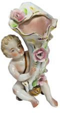 Usado, Vaso Ucagco Cornucópia querubim estatueta vitoriana ouro e porcelana floral vintage comprar usado  Enviando para Brazil