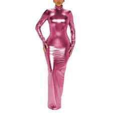 Usado, Vestido de festa gola alta metálico brilhante elegante manga longa Bodycon slim vestido feminino comprar usado  Enviando para Brazil