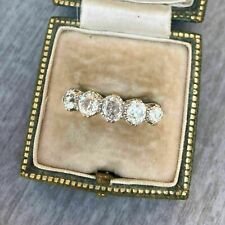 Usado, Anel de noivado de ouro branco 14K com 5 pedras de diamante corte de mina antigo 2 quilates criado comprar usado  Enviando para Brazil