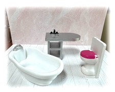 Fregadero de baño Kidkraft bañera de plástico casa de muñecas muebles de madera escala 1:6 segunda mano  Embacar hacia Mexico