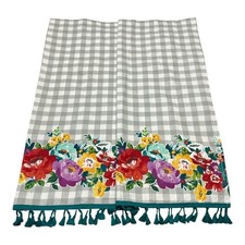Cortinas de janela The Pioneer Woman 2 painéis – Gingham cinza com borda floral brilhante comprar usado  Enviando para Brazil