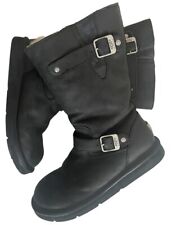 Botas UGG KENSINGTON couro preto pele de carneiro prata fivela logotipo 5678 tamanho 10 comprar usado  Enviando para Brazil