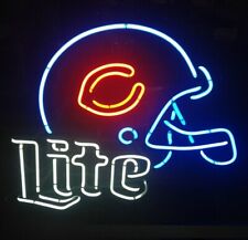 Miller Lite Capacete Chicago Bears Neon Lâmpada Luz Sinal Decoração Vidro De Cerveja 17"x14" comprar usado  Enviando para Brazil