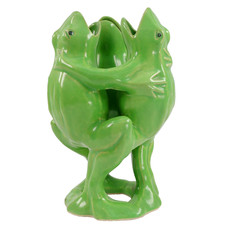 Vaso de cerâmica arte grotesca japonesa sapo trio de sapos dançantes esmalte verde h21cm comprar usado  Enviando para Brazil