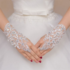 Luvas de casamento femininas festa sem dedos renda parágrafo curto strass comprar usado  Enviando para Brazil