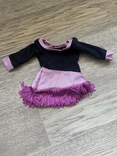 Traje de baile tap muñeca American Girl con leotardo negro y falda rosa con flecos segunda mano  Embacar hacia Mexico