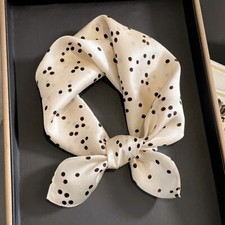 Cachecol 100% seda vintage branco preto bolinhas lenço bandana turbante pequeno 20"" comprar usado  Enviando para Brazil