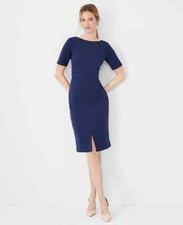 NOVO $159 ANN TAYLOR O Vestido Bainha Costurado em Malha Dupla Azul Tamanho 4 comprar usado  Enviando para Brazil