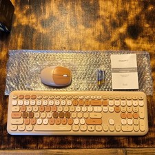 Conjunto de teclado e mouse MOFII alimentado por bateria rosa bronzeado sem fio 17” X 6” novo, usado comprar usado  Enviando para Brazil