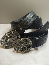 Cinto masculino estilo coração cromado cruzado, couro padrão escala crocodilo comprar usado  Enviando para Brazil