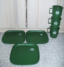 9 Pçs TUPPERWARE Pratos de Natal, Canecas, Copos, Porta-copos ~ Pomba Verde comprar usado  Enviando para Brazil