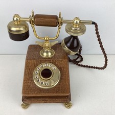 Telefone rotativo folheado a latão e madeira vintage (somente peças/exibição) (O) S#565 comprar usado  Enviando para Brazil