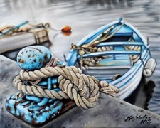 Dipinto marina barca usato  Napoli