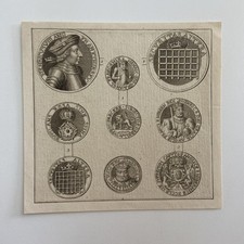 Gravura antiga de medalhões Tudor Henrique VIII da Inglaterra e iconografia real comprar usado  Enviando para Brazil