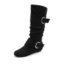 Usado, Bota feminina de camurça desleixada joelho alto detalhe de fivela dupla com tamanho zíper comprar usado Usado, Bota feminina de camurça desleixada joelho alto detalhe de fivela dupla com tamanho zíper comprar usado  Enviando para Brazil