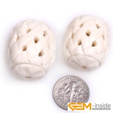 Contas de osso branco genuínas esculpidas à mão em forma de lanterna oca para fazer joias YB comprar usado  Enviando para Brazil
