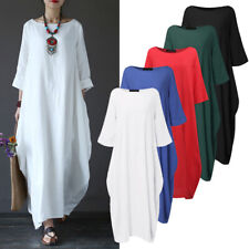 Vestido maxi feminino Kaftan Batwing solto longo camisa linho algodão roupões tops vestido comprar usado  Enviando para Brazil