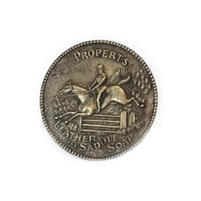 Fivela de cinto vintage bronze cavalo propriedade couro selim fabricantes de sabonete marca 3" W 6 oz, usado comprar usado  Enviando para Brazil