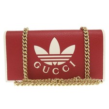 AUTÊNTICA GUCCI x Adidas 621892 Bolsa de Ombro Corrente Carteira Couro Vermelho/Branco comprar usado  Enviando para Brazil
