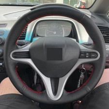 Capa de volante de couro preta ponto vermelho para Honda Civic 8º MK8 2005-2011 comprar usado  Enviando para Brazil