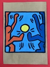 Usado, Keith Haring (feito à mão) desenho mídia mista em papel assinado e carimbado comprar usado  Enviando para Brazil