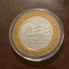 Moeda de prata vintage Princess Cruises .999/linha de cruzeiro de navio redondo comprar usado  Enviando para Brazil