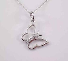 Pingente de borboleta flutuante de moissanita corte redondo 1,00 quilates folheado a ouro branco 14K comprar usado  Enviando para Brazil
