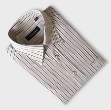 Usado, Camisa listrada vintage Giorgio Armani cáqui/bege M designer de luxo Itália comprar usado  Enviando para Brazil