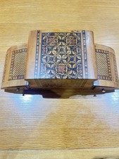 Usado, Caixa de cigarro vintage feita à mão embutida mosaico madeira Tunbridge Ware comprar usado  Enviando para Brazil