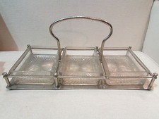 Antiguo Bandeja De Metal Plateado Tapas de Vidrio Tallado Época Art Deco 1940, usado comprar usado  Enviando para Brazil