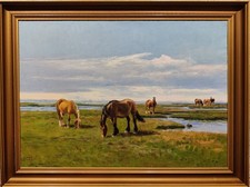 Niels Christiansen (1873-1960): CAVALOS DE PASTOREIO, pintura a óleo original comprar usado  Enviando para Brazil