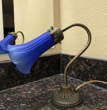 Luminária de mesa vintage bronze pescoço de ganso azul cobalto tulipa Andrea por Sadek comprar usado  Enviando para Brazil