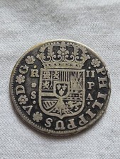 1734-S PA .903 Prata 2 (DOIS) REALES ESPANHA (SEVILHA) MUITO BOM ESTADO KM#355 comprar usado  Enviando para Brazil