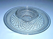 WEXFORD vidro diamante design padrão 2 peças buffet 12" bandeja de servir prato e tigela comprar usado  Enviando para Brazil