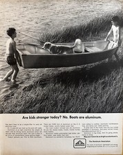 1966 The Aluminum Association anúncio impresso vintage, crianças carregando uma canoa e cachorro comprar usado  Enviando para Brazil
