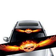 Adesivo para pára-brisa traseiro de carro 130x21cm cabeça de caveira amarela decalque para-sol à prova d'água comprar usado  Enviando para Brazil
