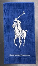 Toalha de praia vintage polo Ralph Lauren fragrância azul marinho 56”x28” logotipo Big Pony, usado comprar usado  Enviando para Brazil