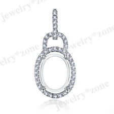 Usado, Pingente feminino de diamantes naturais sólido ouro branco 10K semi montagem corte oval 9x7mm comprar usado  Enviando para Brazil