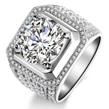 5CT Okrągły krój VVS1 / D Certyfikowany pierścionek z opaską GRA Moissanite 925 Srebro szterlingowe MĘSKI na sprzedaż  Wysyłka do Poland