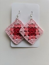 Brincos de crochê, quadrado da vovó, feitos à mão EUA, novo em folha, boho chique retrô verão, usado comprar usado  Enviando para Brazil