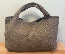 Bolsa tote Falor Firenze italiana de couro acastanhado tecido à mão grande F349 comprar usado  Enviando para Brazil