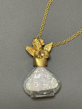 Raro Vintage La Raza Angel Frasco de Perfume Colar Pingente Glitter Dourado Anos 80 comprar usado  Enviando para Brazil
