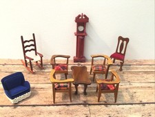 Lote de 4 cadeiras de canto estofadas em miniatura para casa de bonecas 1:12 cadeira de braço, relógio. comprar usado  Enviando para Brazil