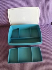 Antigo Organizador Tupperware 767 Azul TupperCraft Kit de Costura Retangular Recipiente, usado comprar usado  Enviando para Brazil
