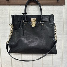 Bolsa satchel Michael Kors Hamilton grande logotipo assinatura preta comprar usado  Enviando para Brazil