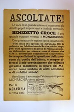 Manifesto benedetto croce usato  Italia