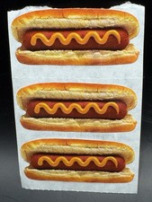 ANTIGO 1980’S PAPER HOUSE REALISTA CACHORRO-QUENTE TRÊS 3 ADESIVOS COMIDA SCRAPBOOKING, usado comprar usado  Enviando para Brazil