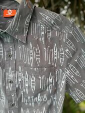 Camisa Merrell com botões paddleboards caiaques prancha de surf estampa cinza algodão P/P comprar usado  Enviando para Brazil